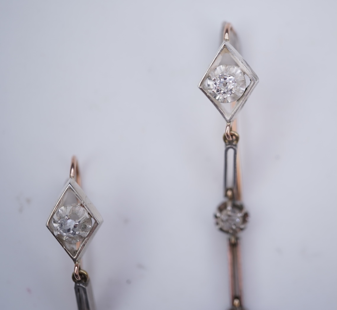 A pair of diamond earrings, late 19th century composite